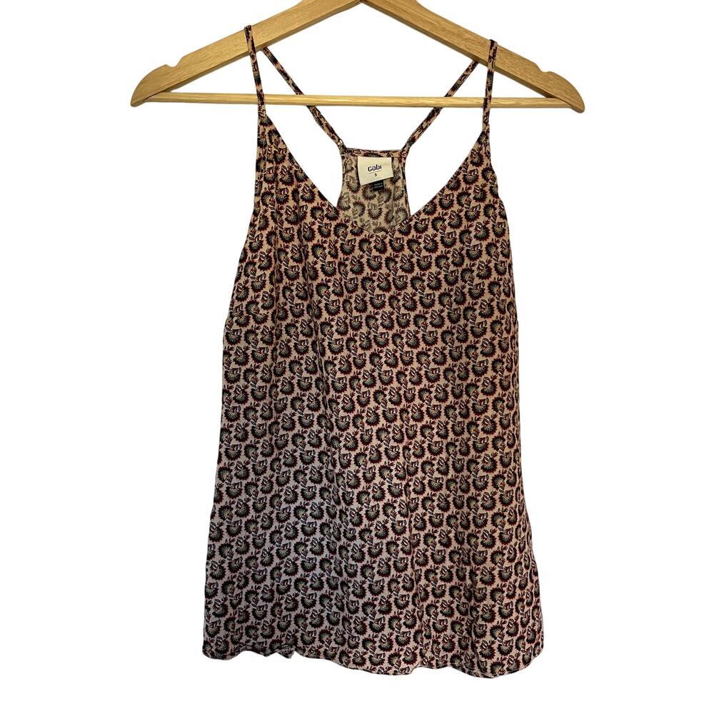 cabi racerback tank top floral design women's size small summer top lightweight